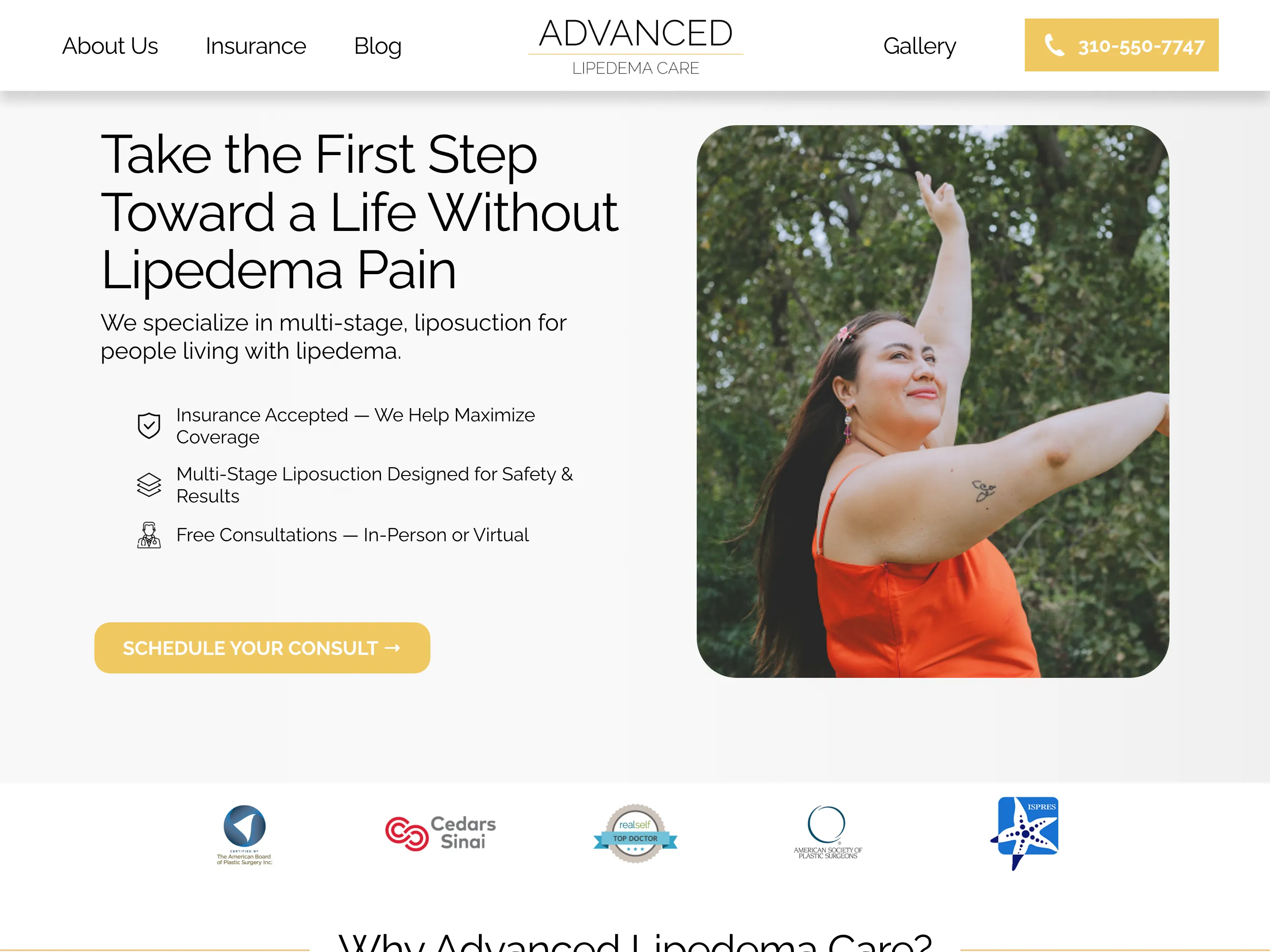 Advanced Lipedema Care website screenshot
