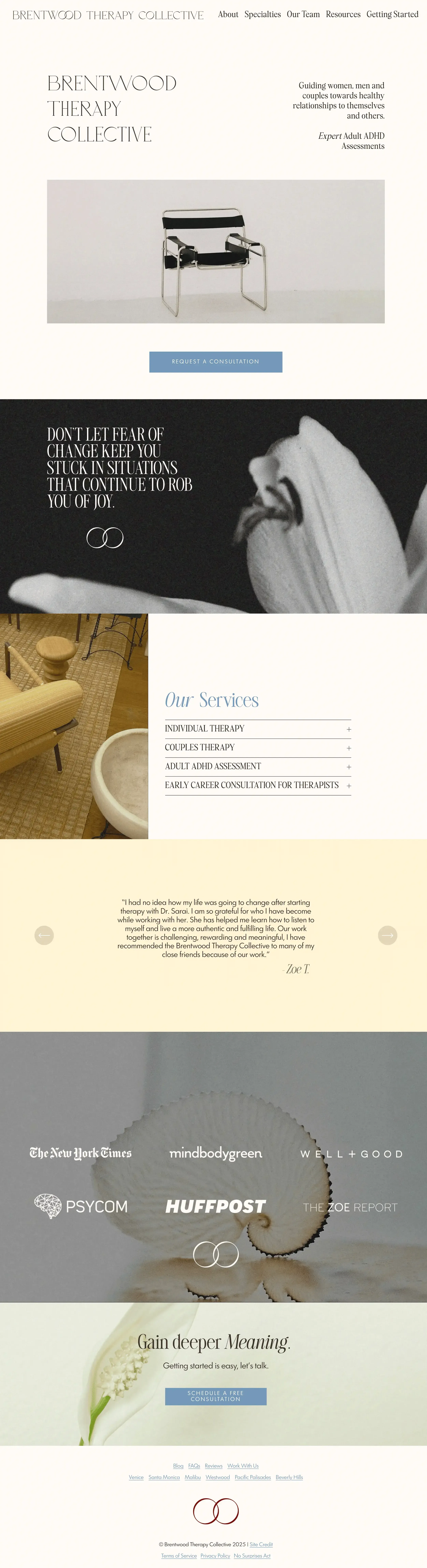 Brentwood Therapy Collective full page screenshot