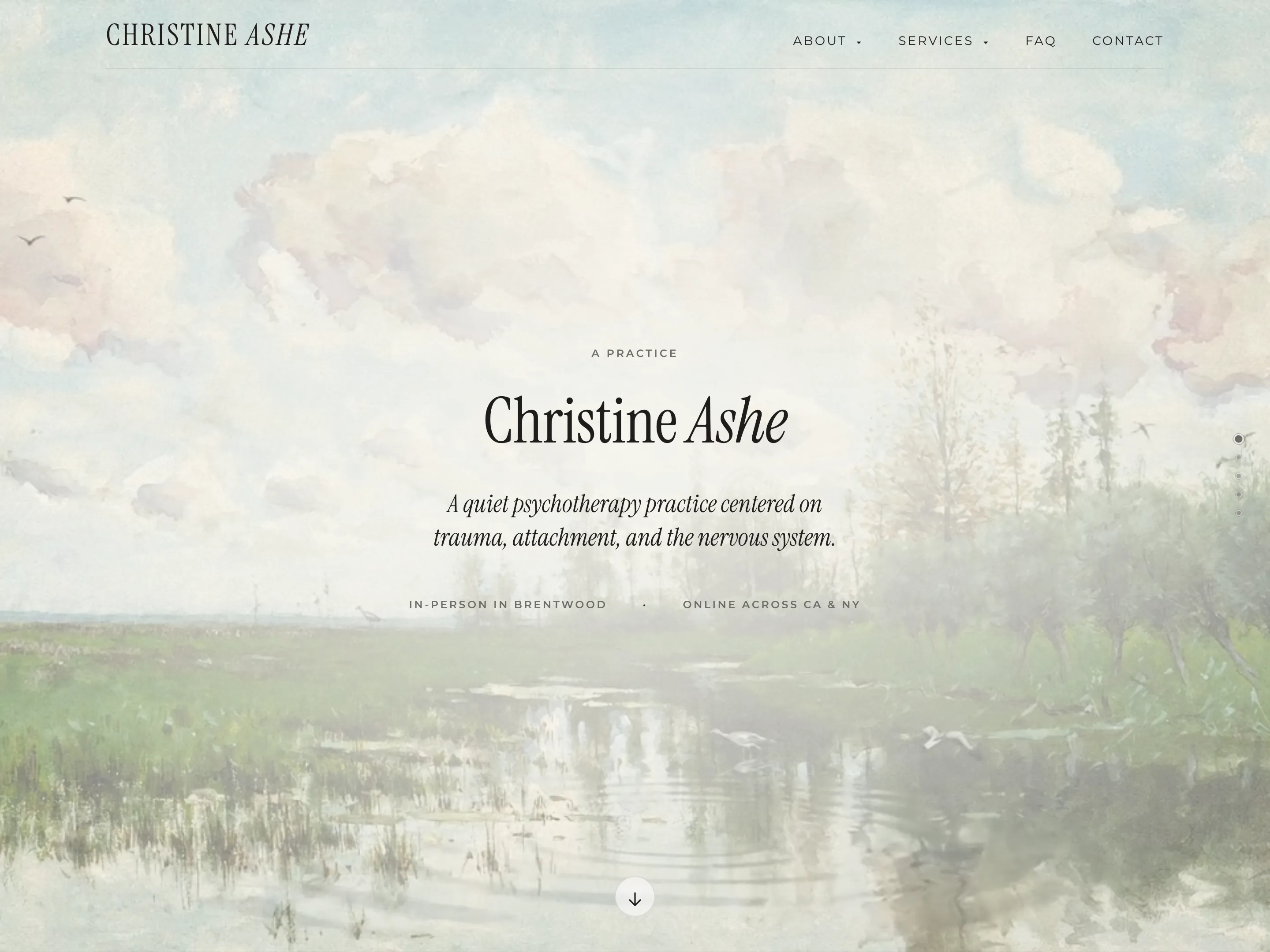 Christine Ashe, LMFT website screenshot