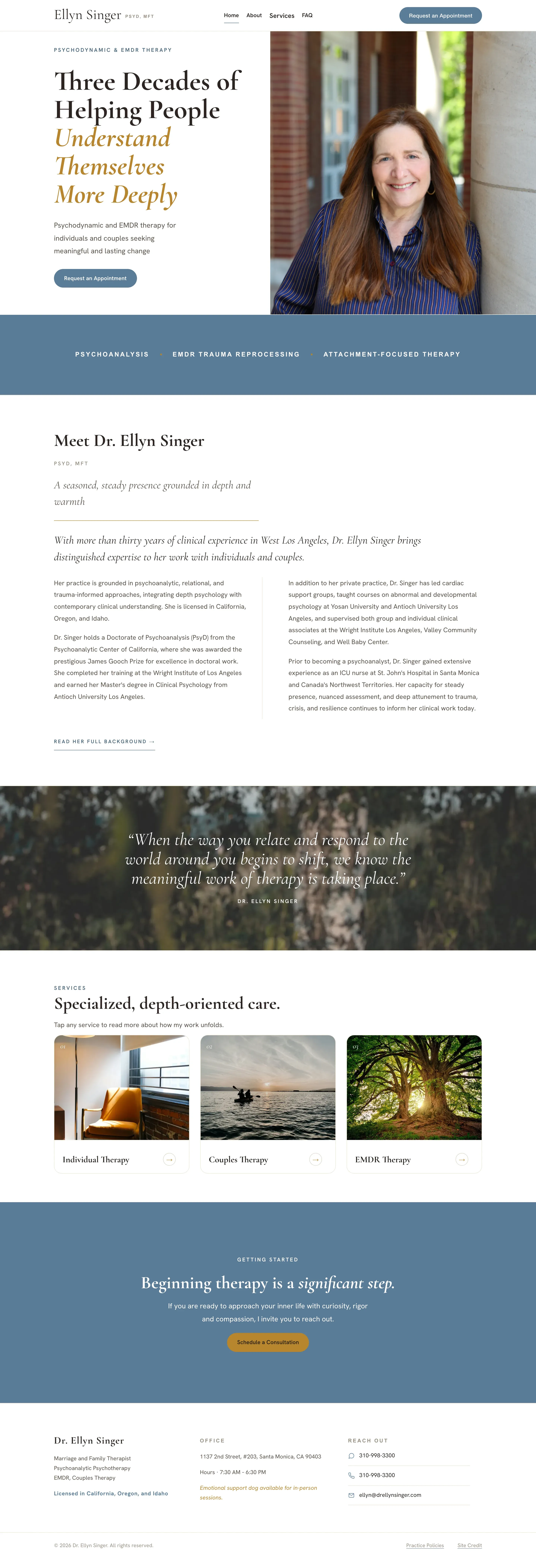 Dr. Ellyn Singer, PsyD full page screenshot