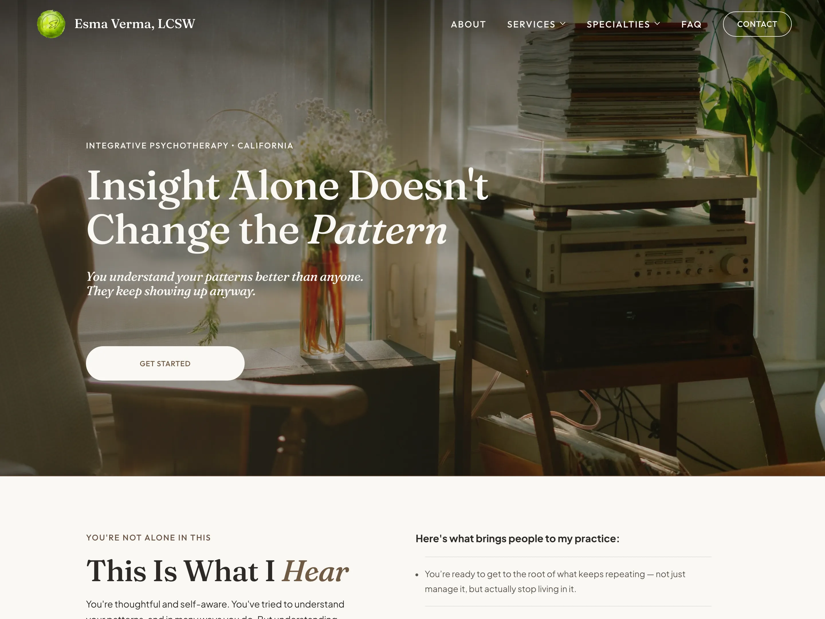 Esma Verma, LCSW website screenshot