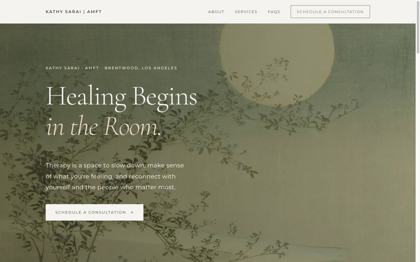 Screenshot of the Kathy Sarai, AMFT website
