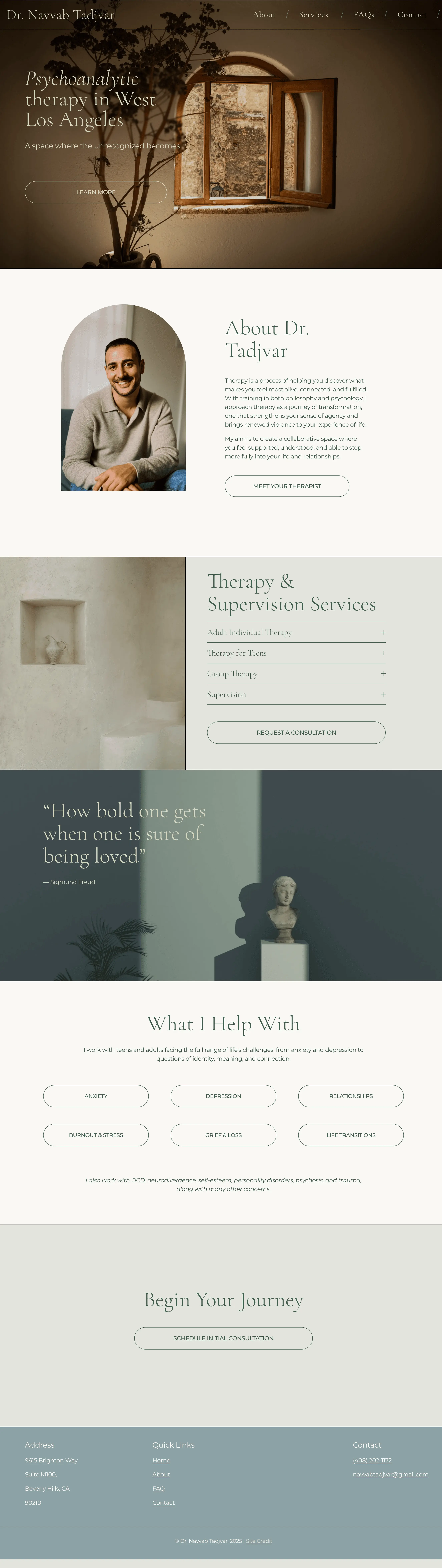 Navvab Tadjvar, PsyD website mockup